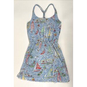 Lily Pulitzer Dress Sundress Womens Small Blue Regatta Sailboats Nautical Beach